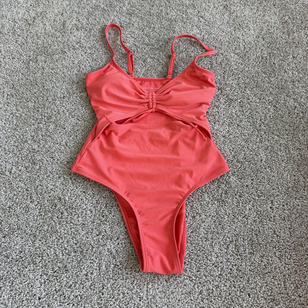 Aéropostale Swimsuit Womens Small Pink One Piece Cutout Ruched Spaghetti Strap